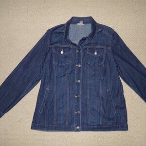 CHICOS DENIM SHACKET SZ 2 MISSES SZ 12
